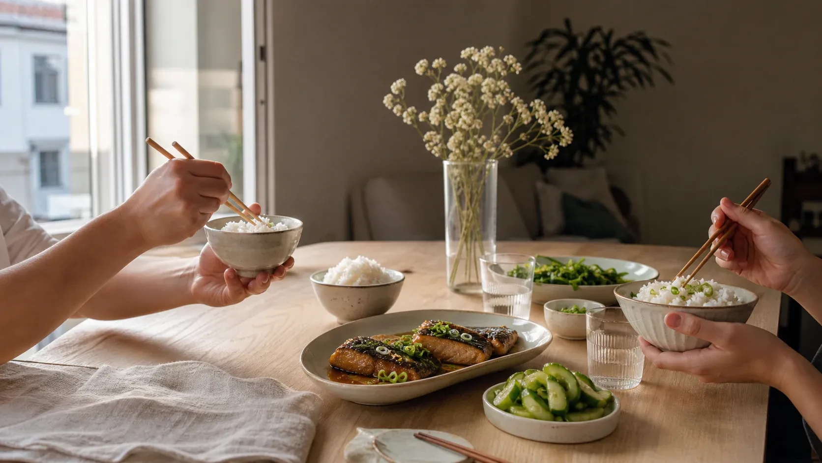 Japanese-inspired flavours served at a modern Latvian table