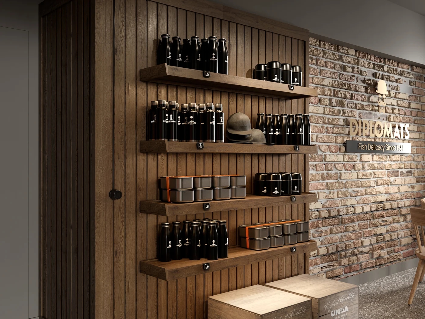 Approved retail design visual showing a focused branded display within a wider store environment