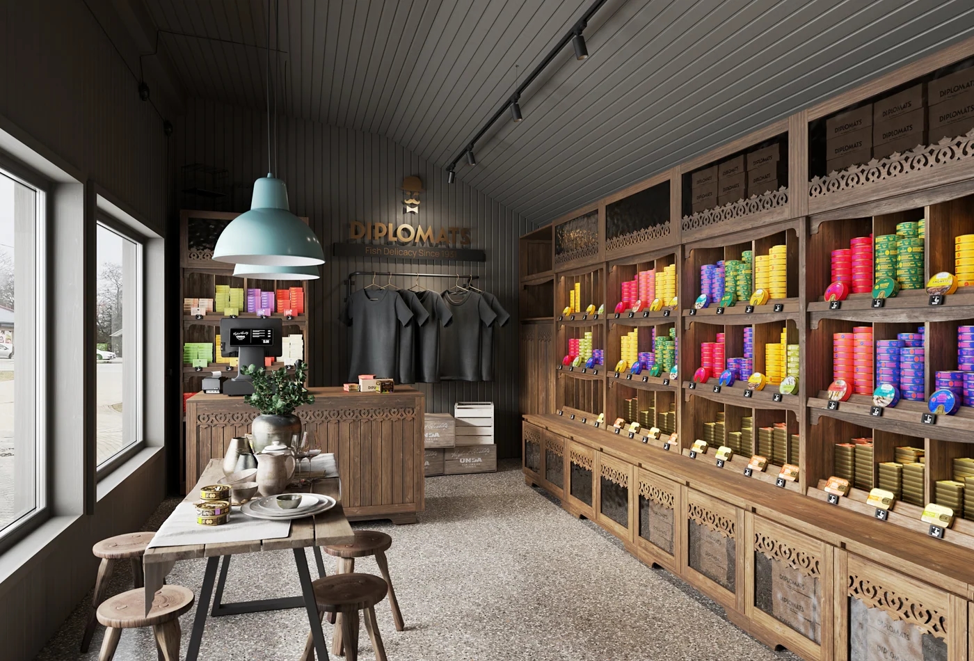 Approved 3D visualisation for the Diplomats Engure store concept