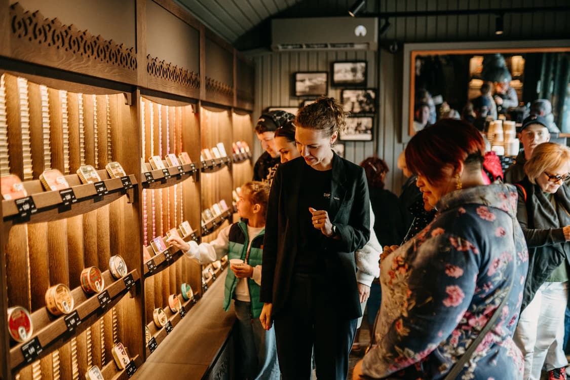 Customers browsing the real Diplomats store in Riga
