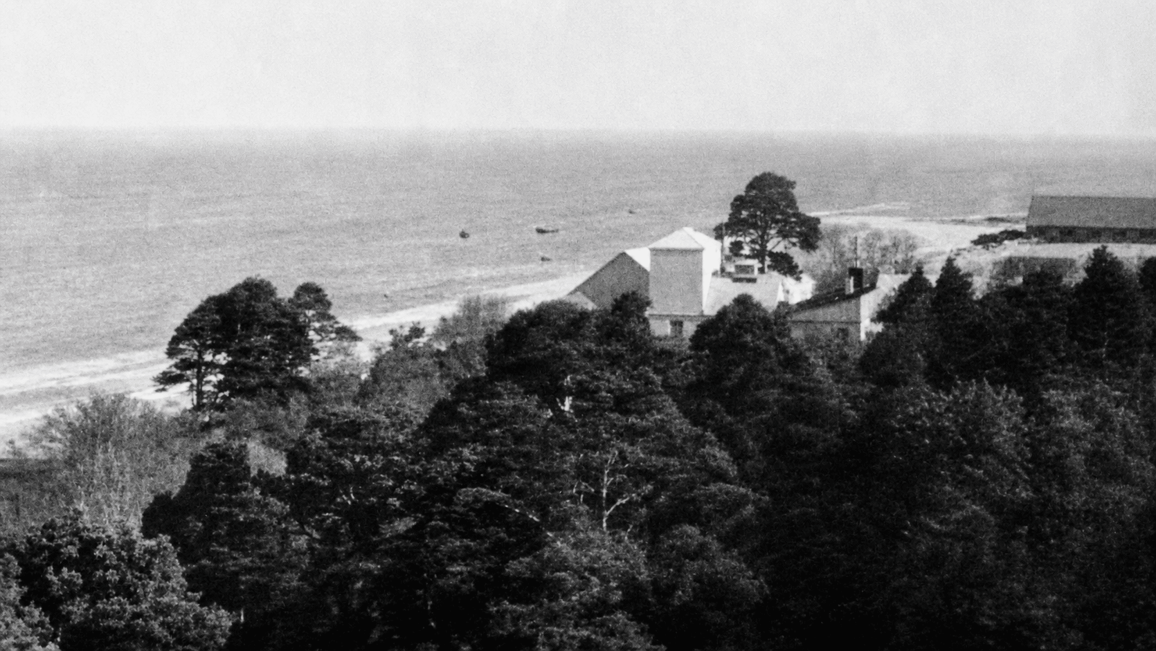 The fish-canning factory in Engure viewed from above in 1954