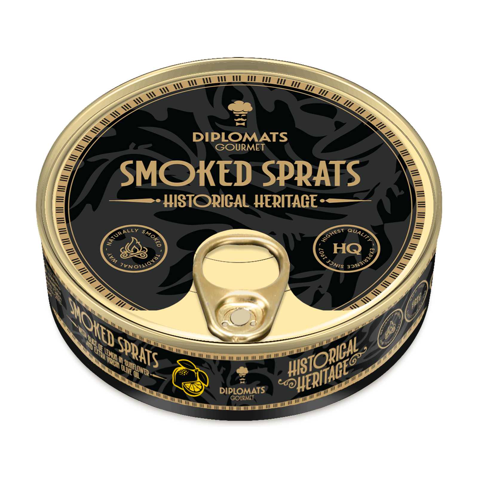 Smoked Sprats with Slice of Lemon in Unrefined Sunflower and Extra Virgin Olive oil 160g