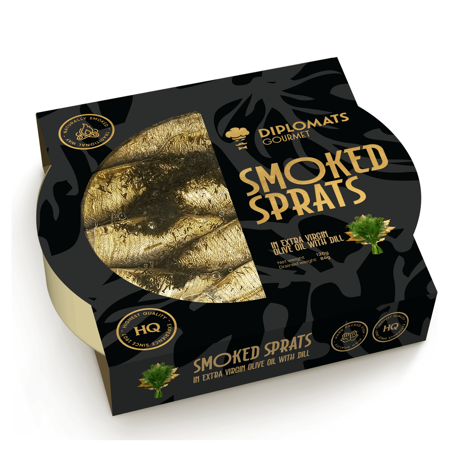 Smoked Sprats in Extra Virgin Olive Oil with Dill 120g Diplomats Gourmet