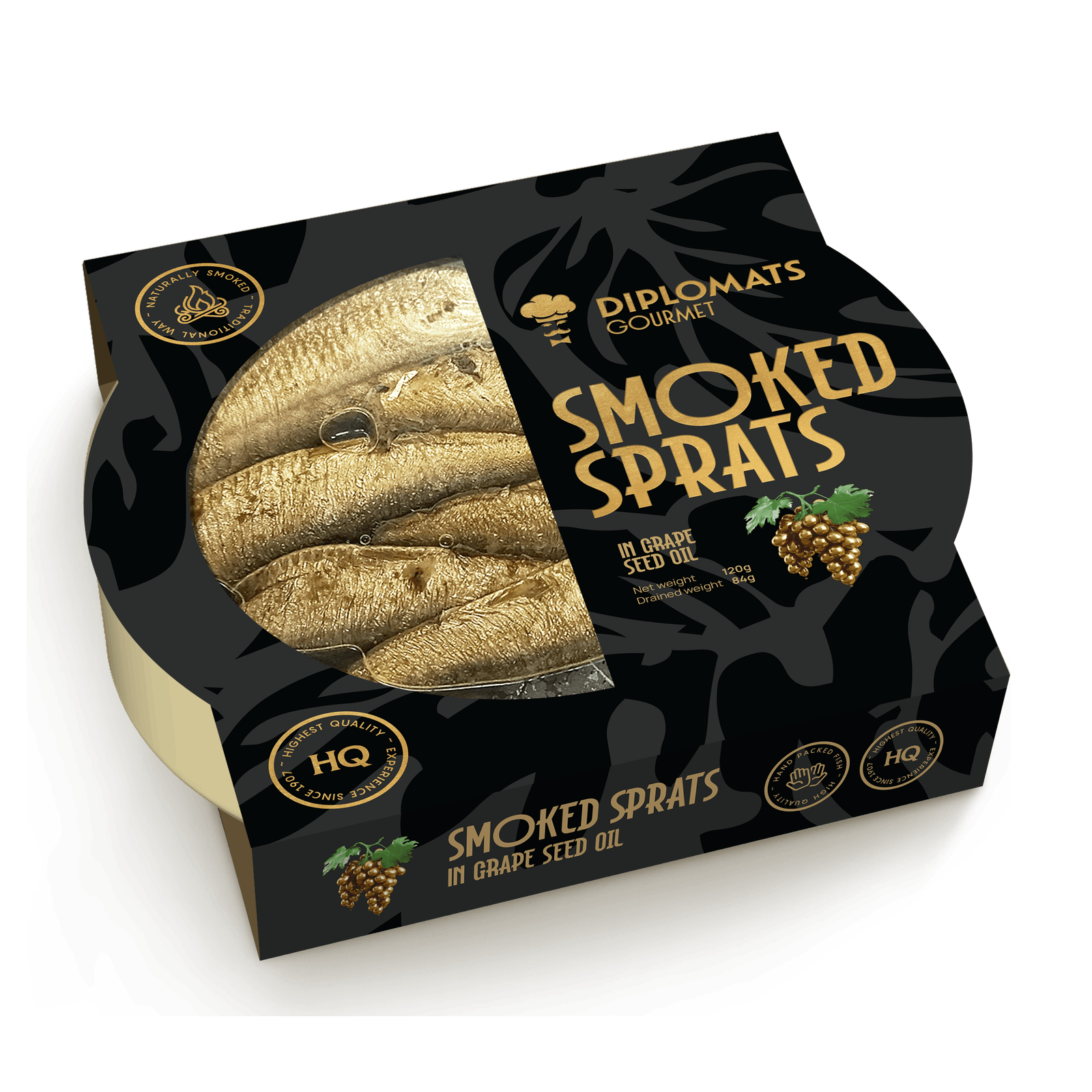 Gourmet Smoked Sprats in Grape Seed Oil 120g