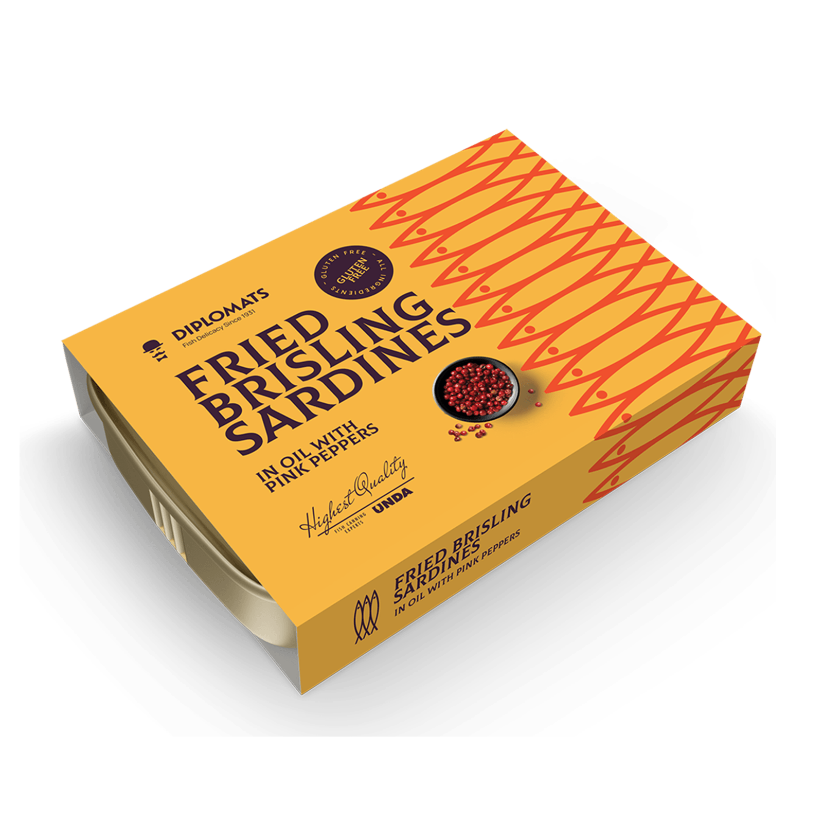 Fried Brisling Sardines in Oil with Pink Peppers 100g