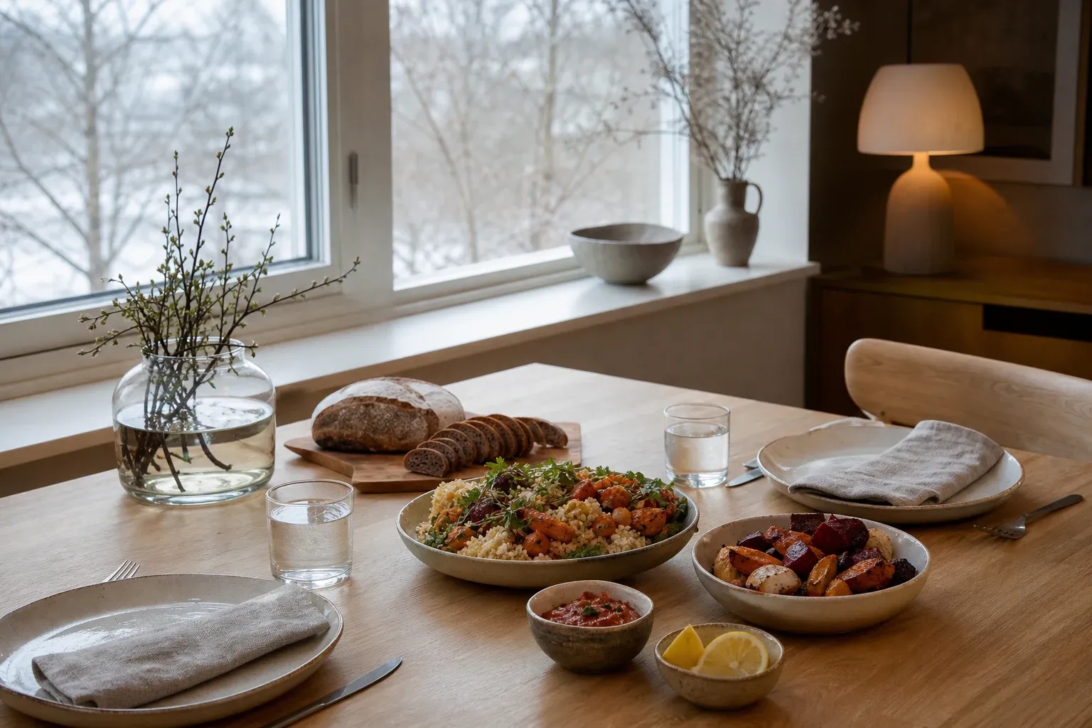 North African-inspired accompaniments at a modern Latvian table