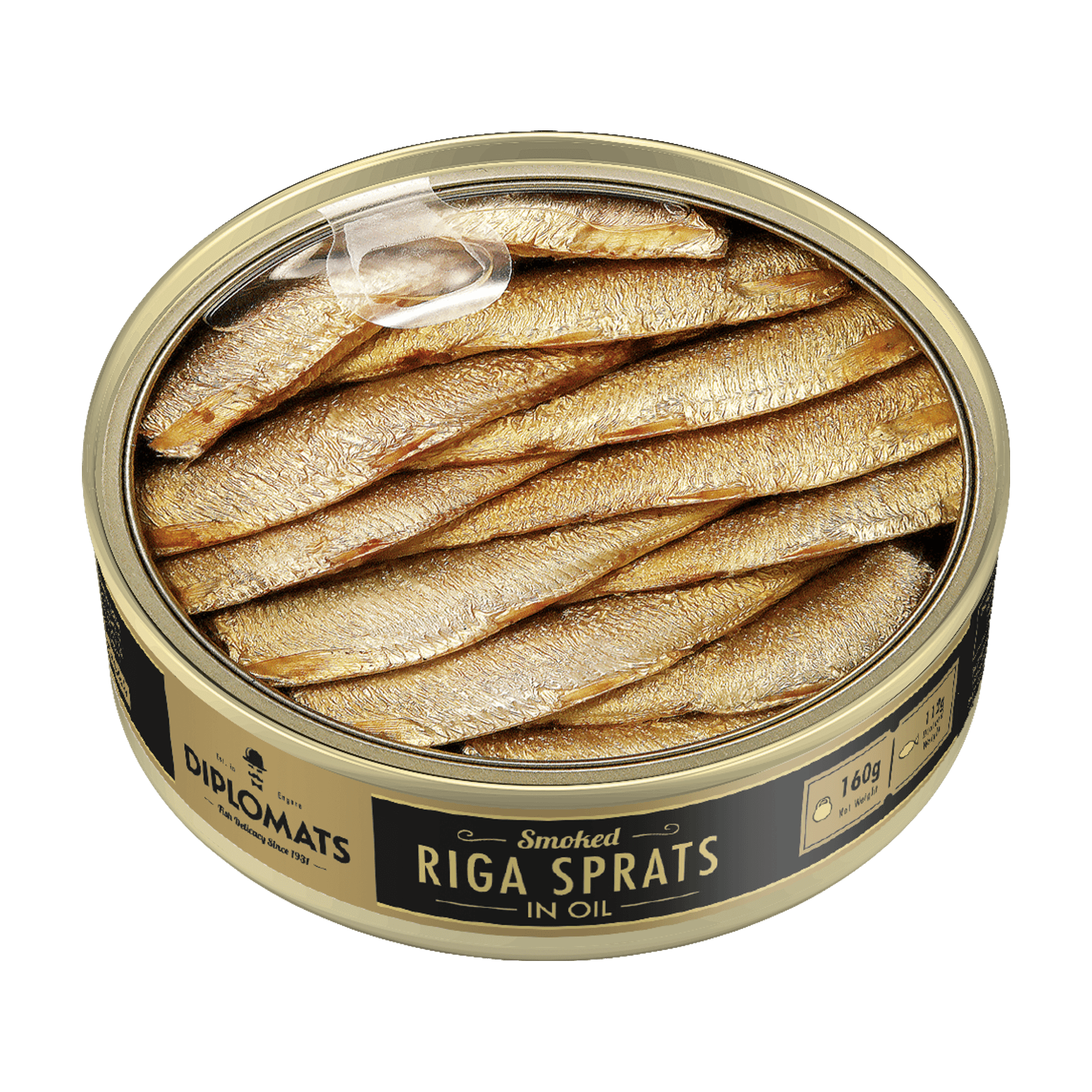 Smoked Sprats in Oil 160g Transparent Lid