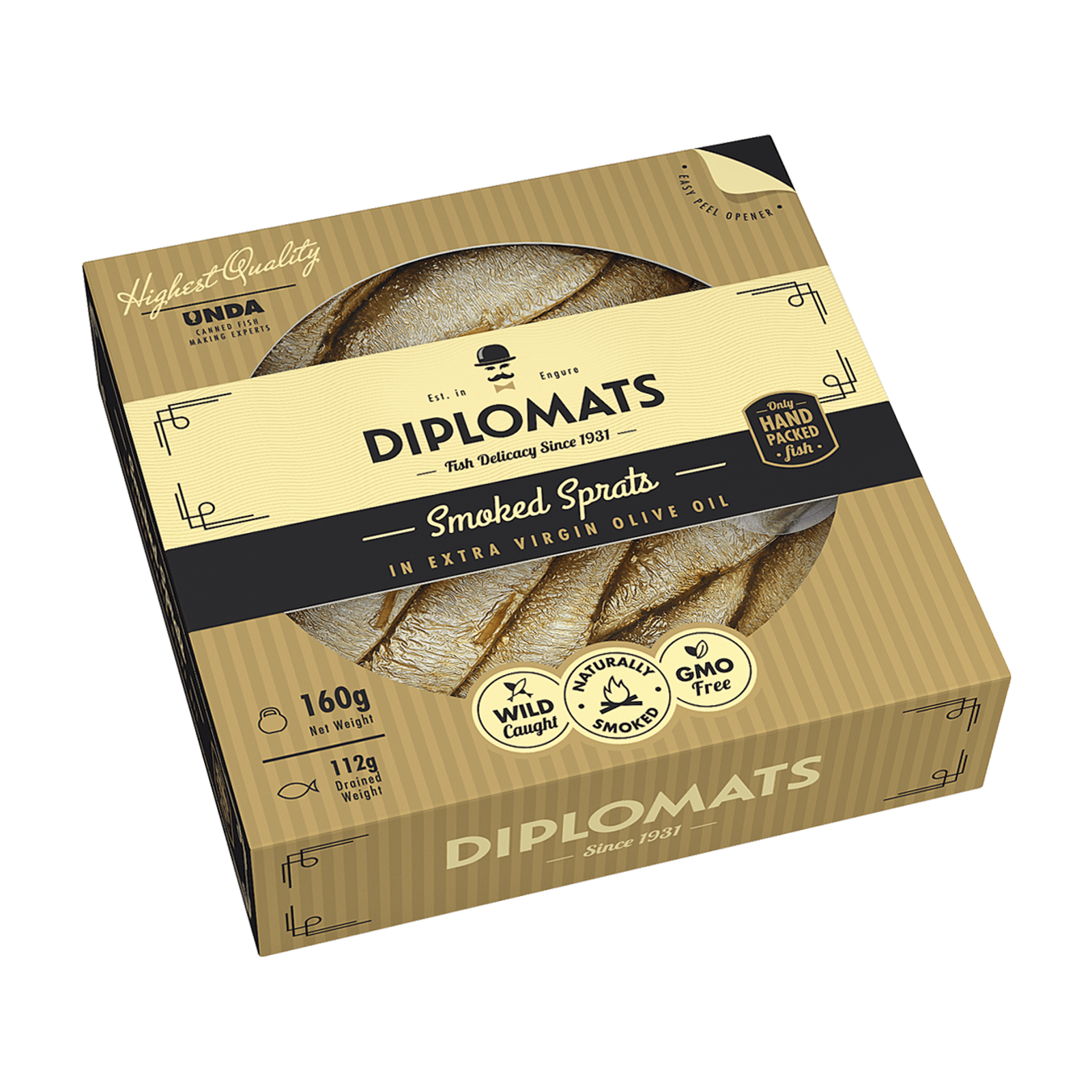 Smoked Sprats in Oil 160g Transparent Lid in Box