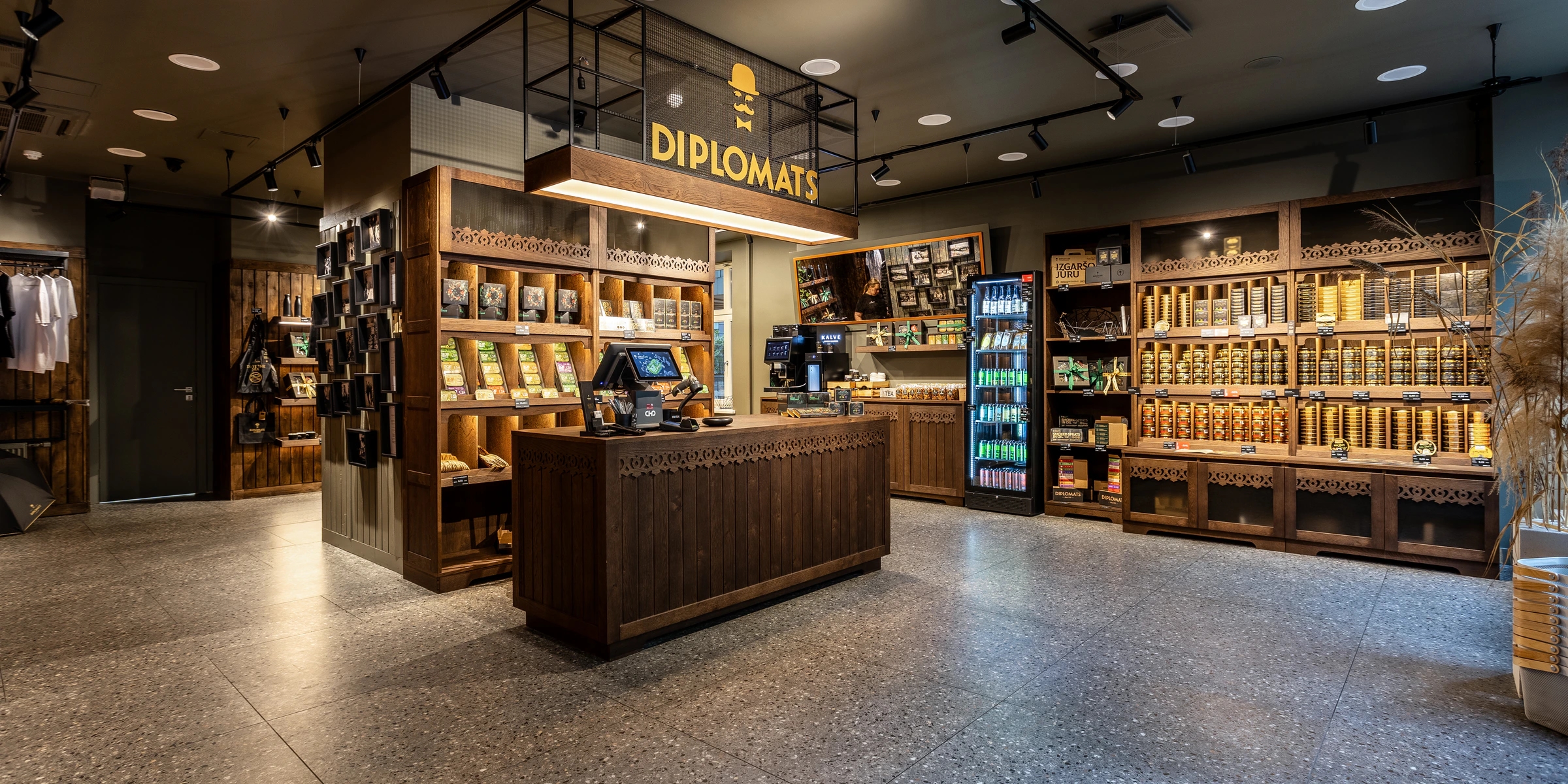 The real Diplomats Riga store and its central service counter