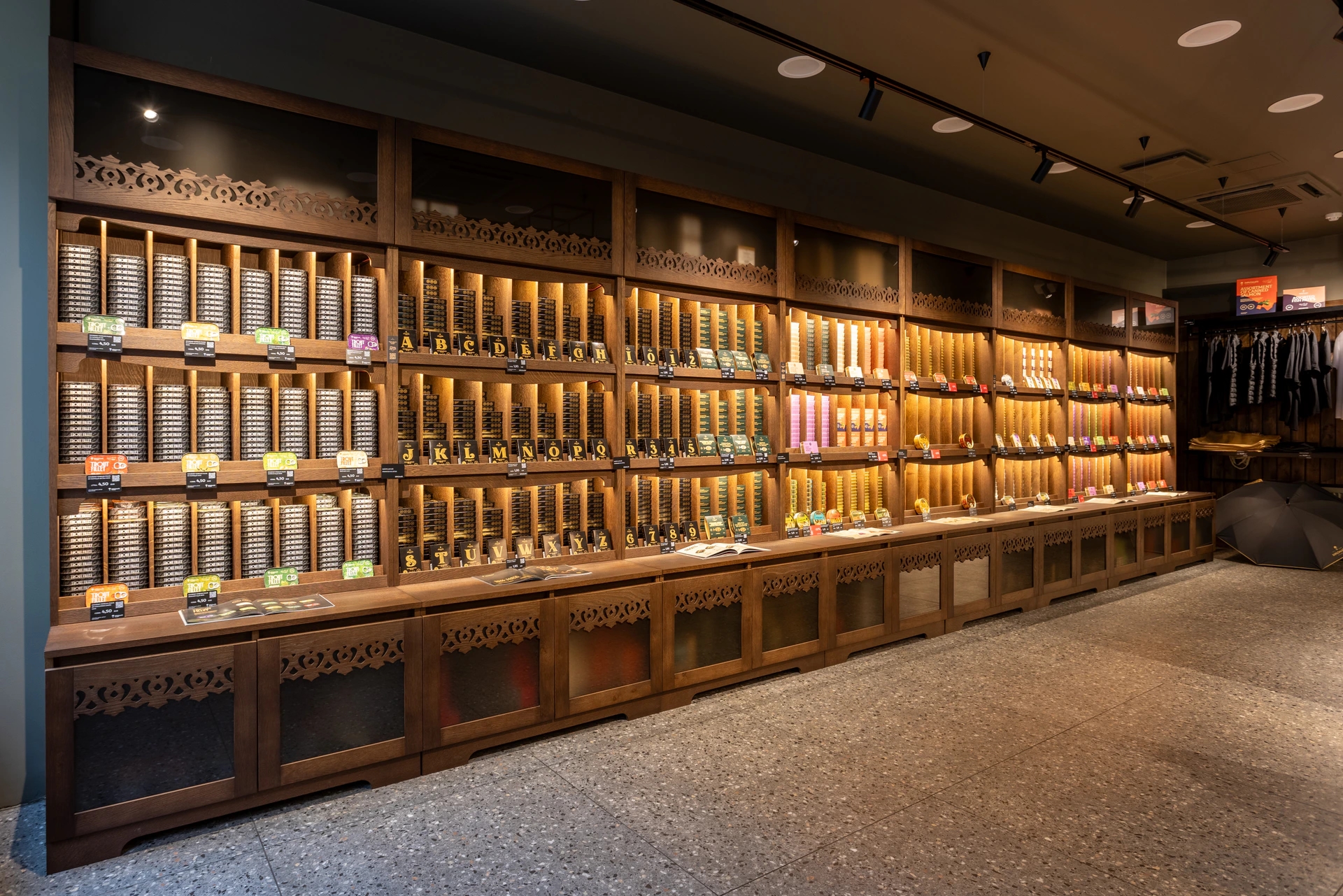 The broad Diplomats collection displayed in the Riga store
