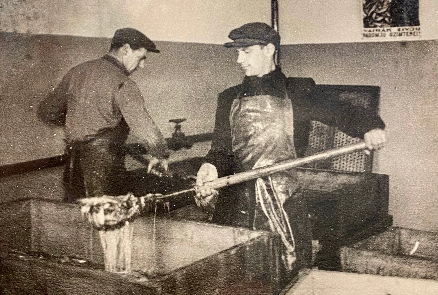 Workers preparing and smoking fish in Engure in the 1954 archive