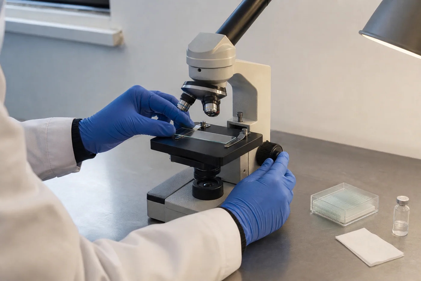 Laboratory quality control performed with a microscope