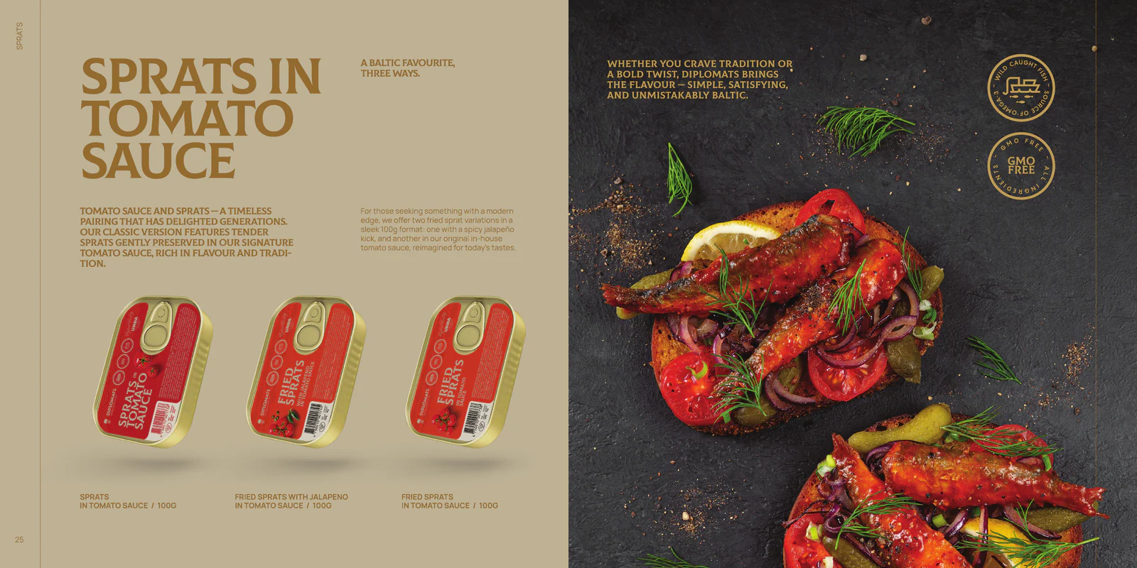 Sprats in tomato sauce, catalogue pages 25-26